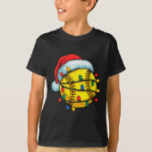 T-shirt Softball Ball Santa Hat Christmas Softball Xmas Li (Devant)