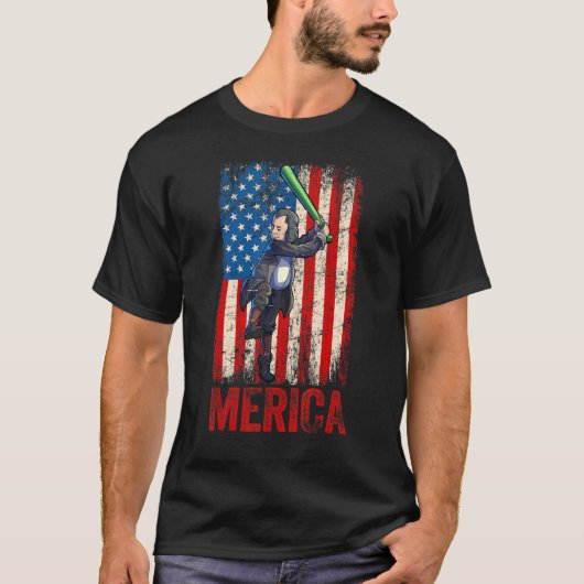 T-shirt Softball Benjamin Franklin 4 juillet Femmes Ameri (Devant)