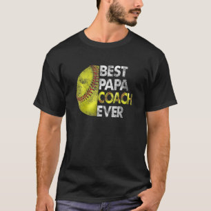 T-shirt Softball Best Papa Coach Ever Retro Père Day