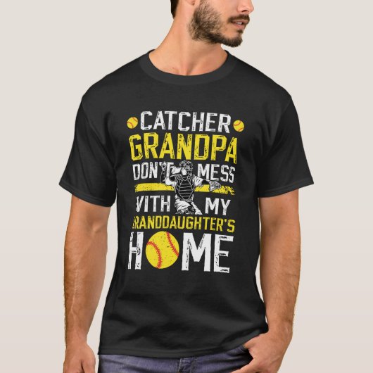 T-shirt Softball Catcher Grandpa Funny Softball Catcher Gr (Devant)