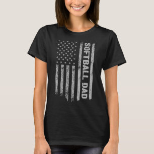 T-shirt Softball Dad America Us Flag Patriot Vintage