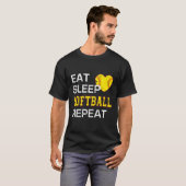 T-shirt Softball Eat Sleep Softball Repeat Softball (Devant entier)