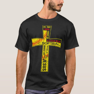 T-shirt Softball Girl Christian Cross Foi J'ai besoin de s