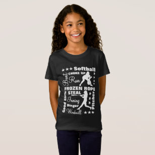 T-Shirt Softball Girls Sports Terminoligy Mots Typographie
