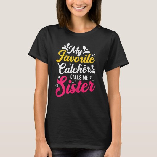T-shirt Softball Graphisme femmes soeurs Softball Catcher (Devant)
