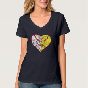 T-shirt Softball Heart Maman Idées de baseball féminin