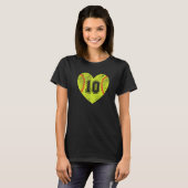 T-shirt Softball Heart Player 10 Softball Maman Papa Varsi (Devant entier)