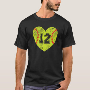 T-shirt Softball Heart Player 12 Softball Maman Papa Varsi