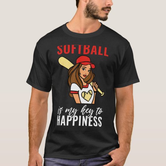 T-shirt Softball is my Key to Happiness   Softball (Devant)