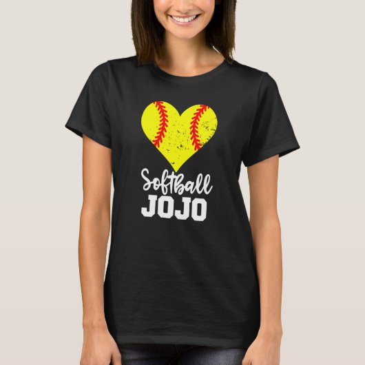 T-shirt Softball Jojo Softball Heart Grandma JoJo (Devant)
