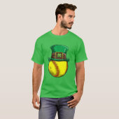 T-shirt Softball Jour de la Saint Patrick Ball Leprechaun (Devant entier)