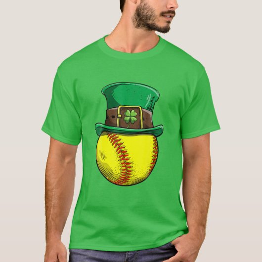 T-shirt Softball Jour de la Saint Patrick Ball Leprechaun (Devant)