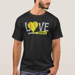 T-shirt Softball Love Text Softball Graphisme Dire