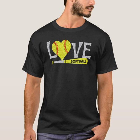 T-shirt Softball Love Text Softball Graphisme Dire (Devant)
