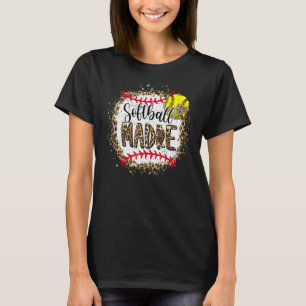 T-shirt Softball Madre Leopard Bleached Mère's Day Jeu