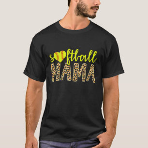T-shirt Softball Mama Cute Cheetah Mère's Day Sports