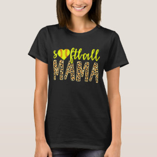 T-shirt Softball Mama Cute Cheetah Sports Fête des Mères 1