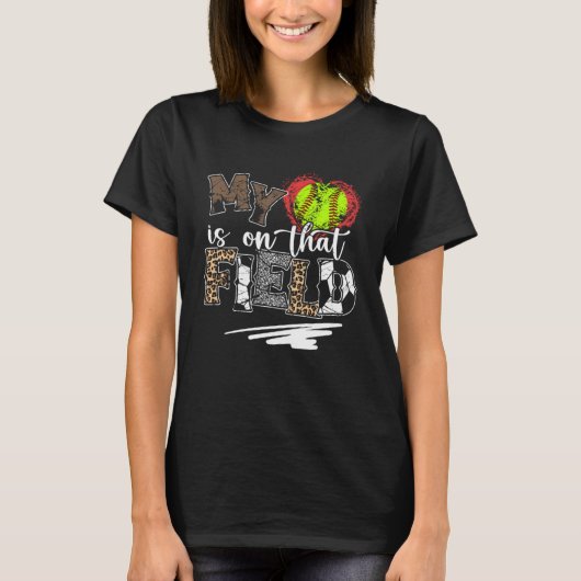 T-shirt Softball Maman Et Papa Mon Coeur Est Sur Ce Champ  (Devant)