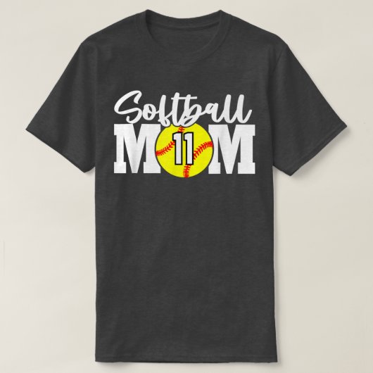 T-shirt Softball Maman Numéro 11 (Design devant)