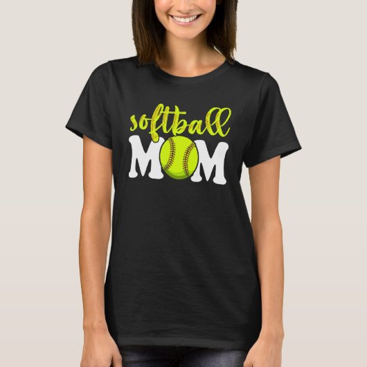T-shirt Softball Maman Pour Femmes Mères Jour V Cou (Devant)