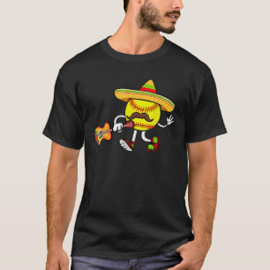 T-shirt Softball Mexican Guitar Hat Cinco De Mayo