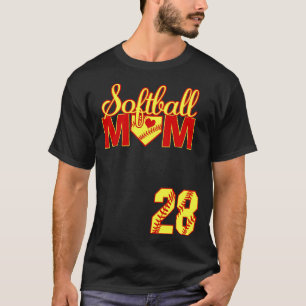 T-shirt Softball Mom 28 Softball Jersey Joueur favori Bi