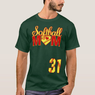 T-shirt Softball Mom 31 Softball Jersey Joueur favori Bi
