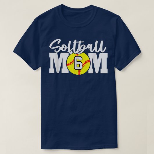 T-shirt Softball Mom Numéro 6 (Design devant)