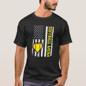 T-shirt Softball Mom USA Flag Heart   (Devant)