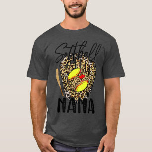 T-shirt Softball Nana Leopard Game Day Softball Lover Moth