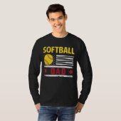 T-shirt Softball Papa Américain Drapeau Softball Papa Père (Devant entier)