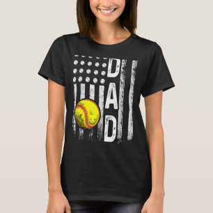 T-shirt Softball Papa Américain Drapeau Vintage