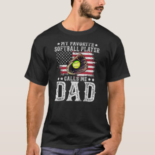 T-shirt Softball Papa Dons Mon Joueur Softball favori
