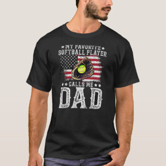 T-shirt Softball Papa Dons Mon Joueur Softball favori