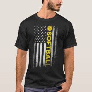 T-shirt Softball Papa Maman Usa Us American Flag Appareils