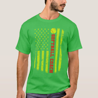 T-shirt Softball Papa Maman USA US Drapeau américain Vêtem