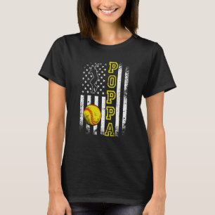 T-shirt Softball Poppa Drapeau Américain Vintage