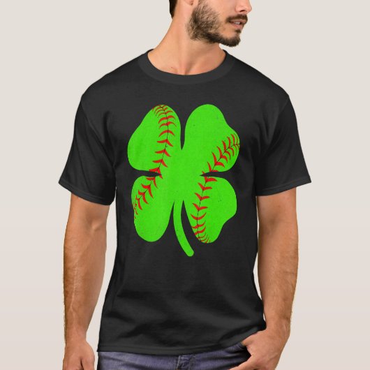 T-shirt Softball Shamrock Lucky Clover Irish St Patrick's (Devant)