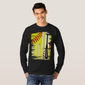 T-shirt Softball Softball Player US Flag Themed Sport Coac (Devant entier)