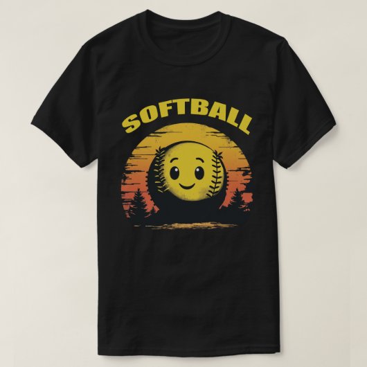 T-shirt Softball Sunset Smile (Design devant)