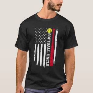 T-shirt Softball Uncle American Drapeau Softball Player Un