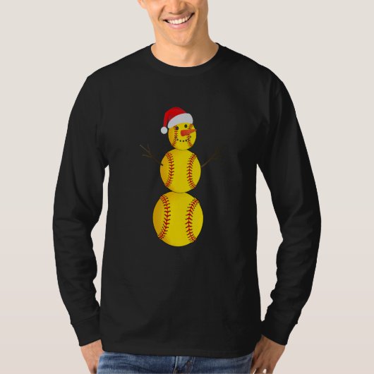 T-shirt Softball Xmas  Santa Softball Snowman Christmas (Devant)