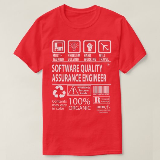 T-shirt Software Quality Assurance Engineer MultiTasking C (Design devant)