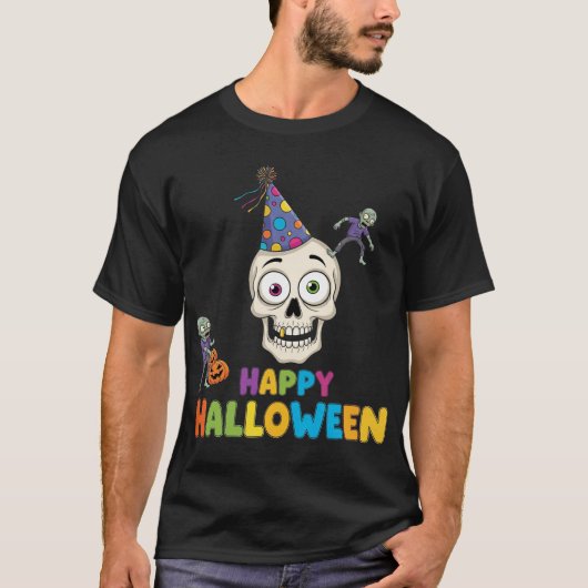 T-shirt Soignée Zombie & Halloween du crâne (Devant)