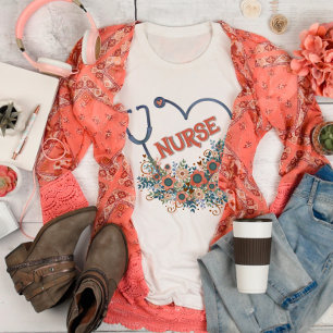 T-shirt Soins infirmiers floraux joli Stethoscope Inspirit