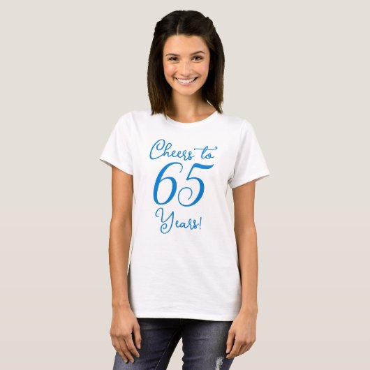 T-shirt Soirée d'anniversaire bleu de 65 ans (Devant entier)