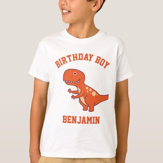 T-shirt Soirée d'anniversaire du Cute Orange Dinosaur (Devant)