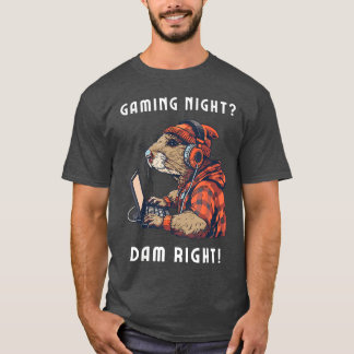 T-shirt Soirée de jeu Gaming Beaver Amusing Amateur de jeu