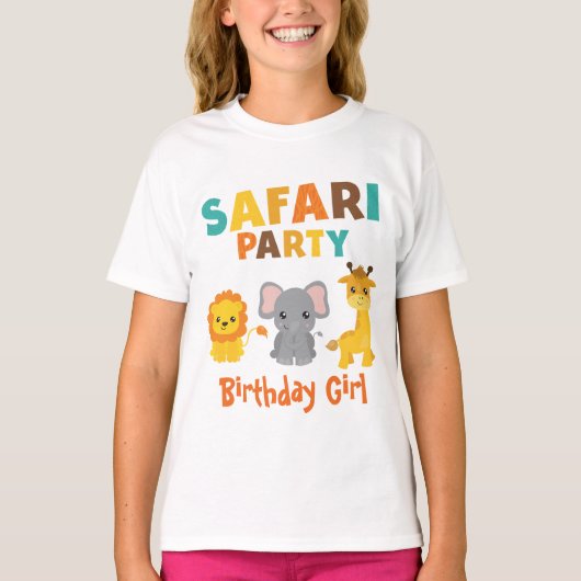 T-shirt Soirée Safari Nouvel anniversaire fille (Devant)