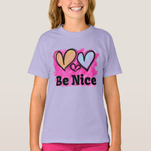 T-shirt Sois Gentil Cœurs Aquarelle